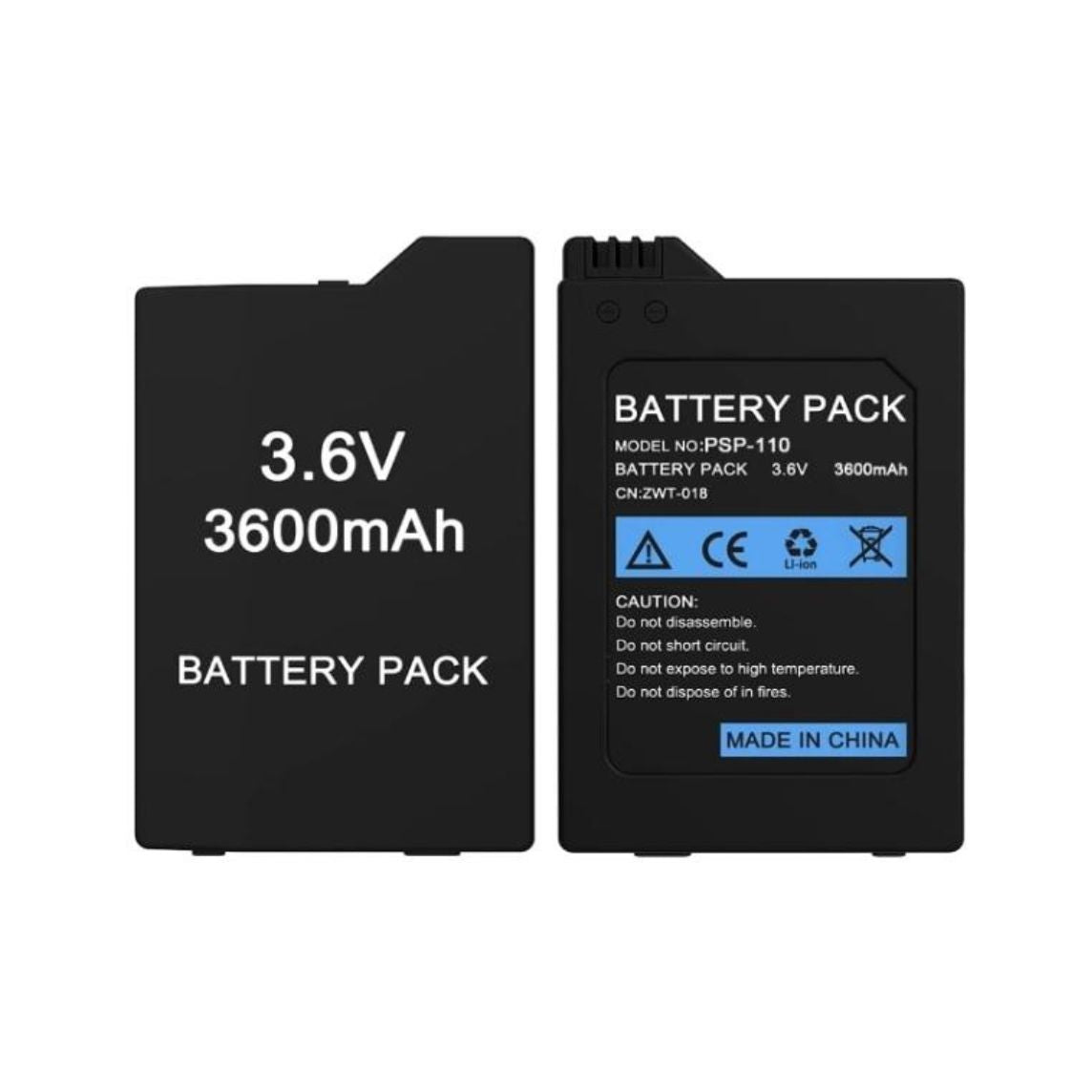 Batteripakke for PSP – To batterier på 3.6V 3600mAh til PlayStation Portable (PSP).