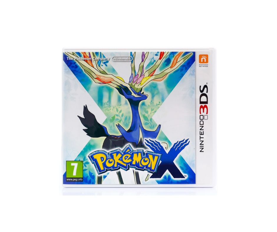 Nintendo 3DS spilleske for Pokémon Y, med en illustrasjon av den legendariske Pokémonen Yveltal.