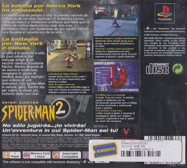 Spider-Man 2: Enter: Electro - PS1 spill - Retrospillkongen