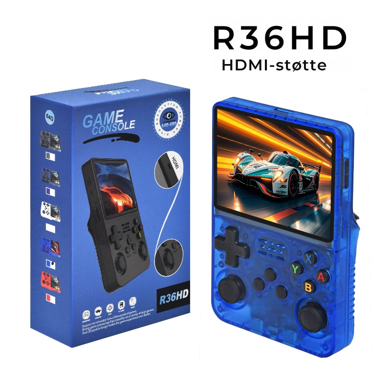 R36HD Retrokonsoll, Open Source, 64GB, med 20.000+ spill - Retrospillkongen