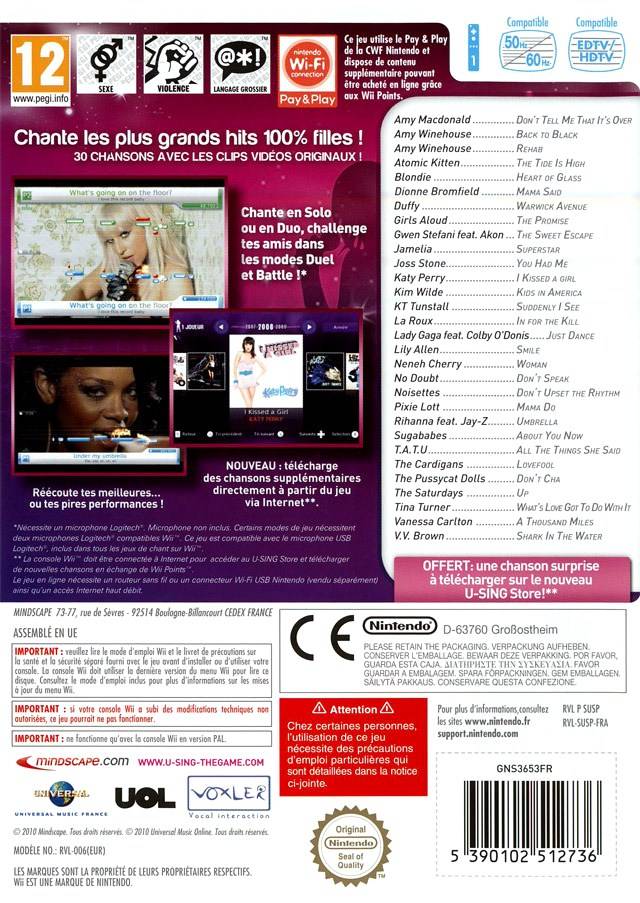 U-Sing Girls Night - Wii spill - Retrospillkongen
