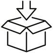 illustrasjon av en pil som peker ned i en eske