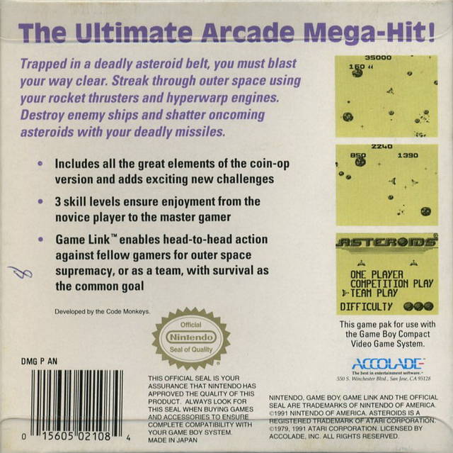 Asteroids - GBC spill - Retrospillkongen