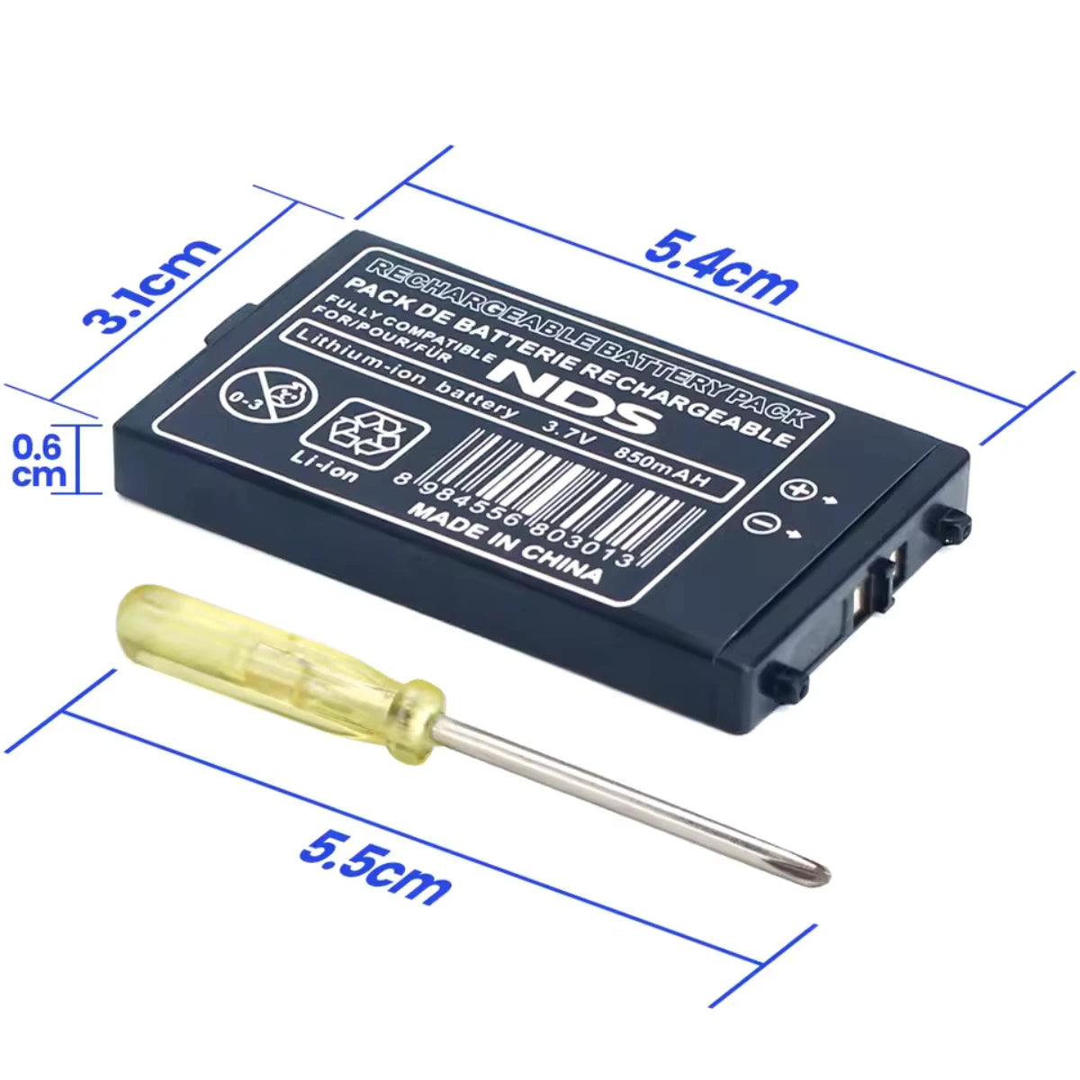 Kompatibelt Batteri til Nintendo DS, 3.7V, 850mAh Li-ion - DS - Retrospillkongen