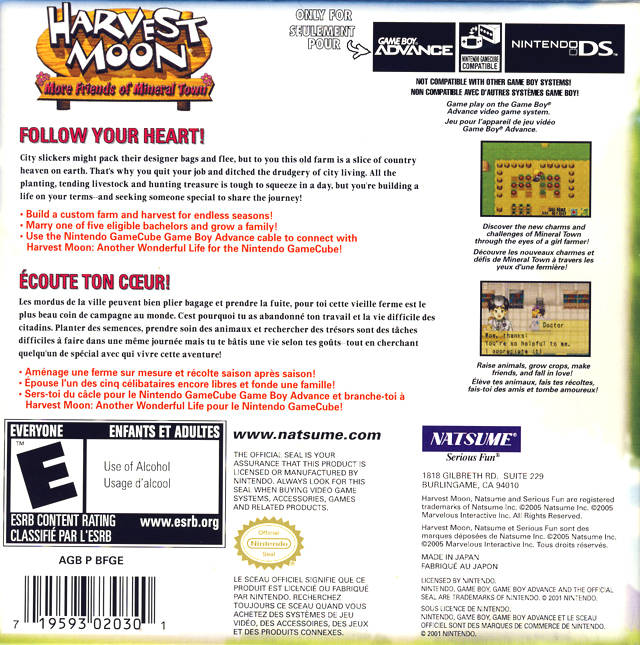 Harvest Moon: More Friends of Mineral Town - GBA spill (NTSC versjon) - Retrospillkongen