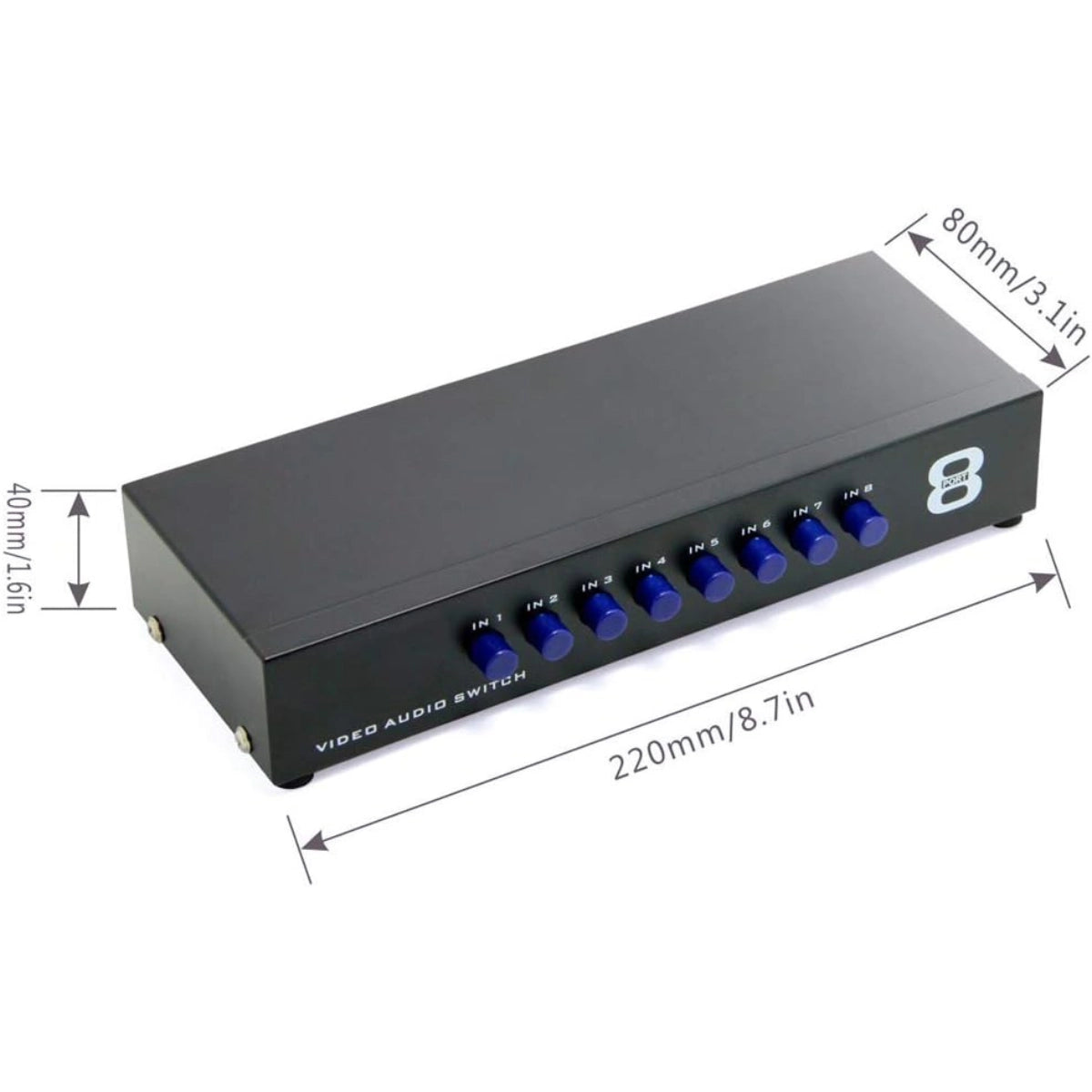 8-veis port kompositt 8x1 Video og Audiosplitter - 8 Konsoller til 1 TV - Retrospillkongen