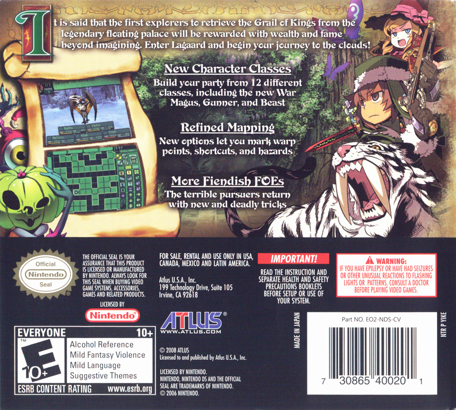 Etrian Odyssey II: Heroes of Lagaard - Nintendo DS (NTSC - Regionfri) - Retrospillkongen