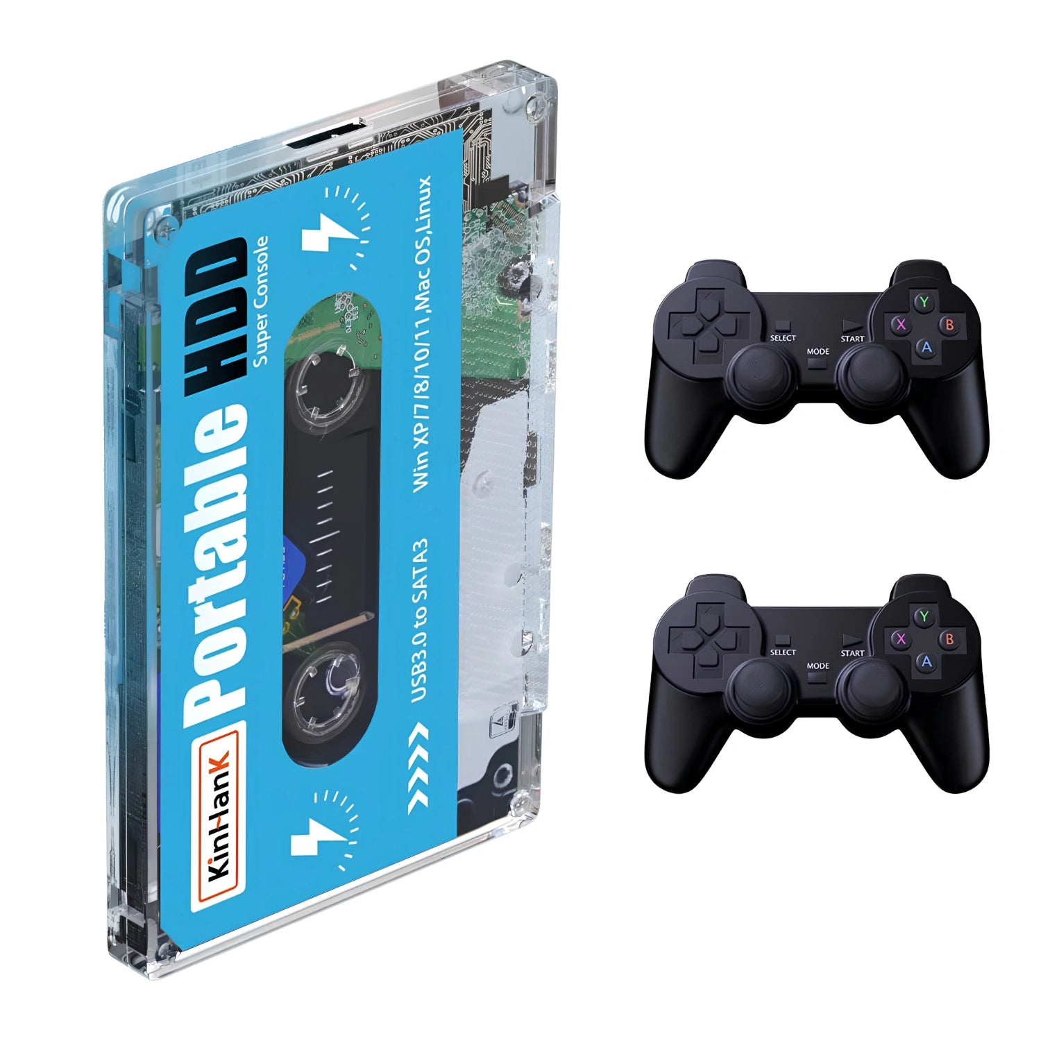 Kinhank 500GB Gaming Harddisk - 55,000+ Retrospill Inkludert - Retrospillkongen