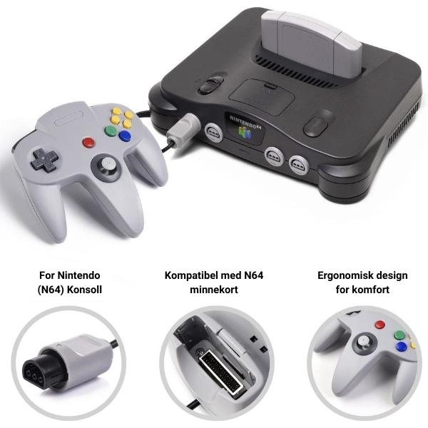 Klassisk Nintendo 64 (N64) Gamepad Hånd Kontroller - Retrospillkongen