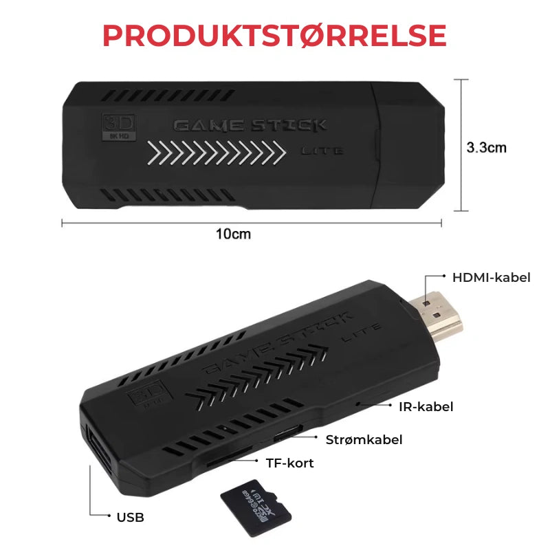 X2 Ultra Game Stick Retro Spillkonsoll - Retrospillkongen