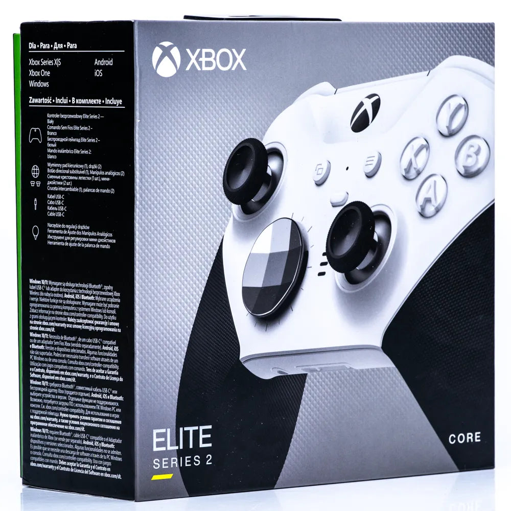 Original Trådløs Hvit Elite Series 2 Core Kontroller for Series XS / Xbox One - Retrospillkongen
