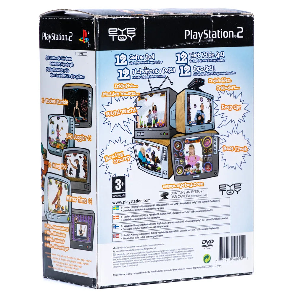 EyeToy Play Komplett Pakke i Original Eske med Kamera og Spill - PS2 (Svart) - Retrospillkongen