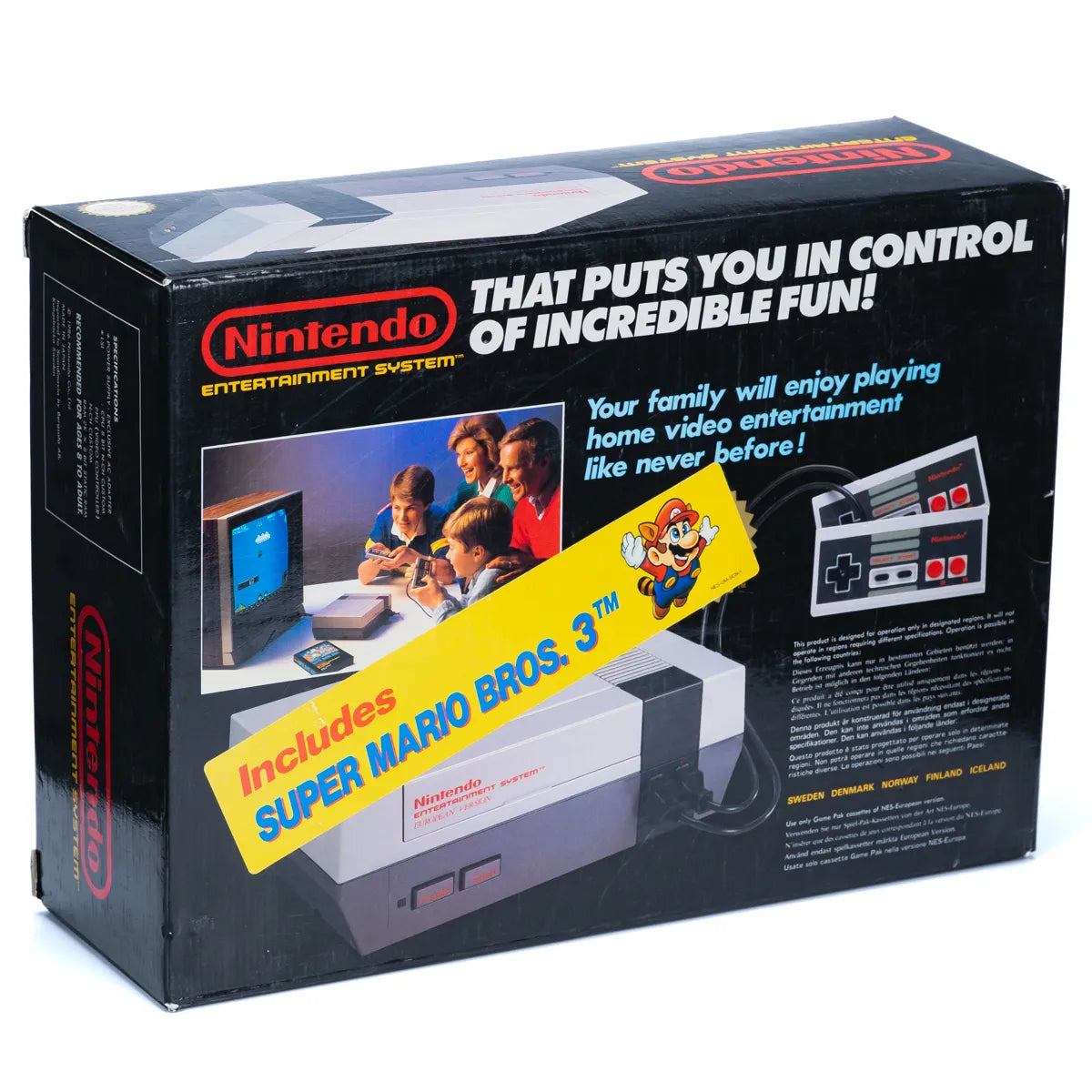 NES 8-Bit Nintendo Entertainment System Super - Mario Bros 3 Konsoll Pakke - I Eske - Retrospillkongen