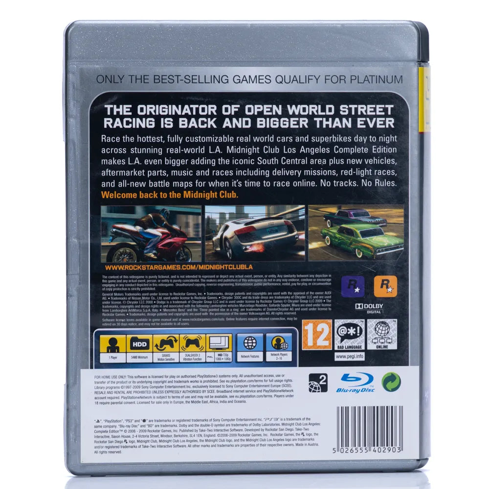 Midnight Club: Los Angeles - PS3 spill - Retrospillkongen