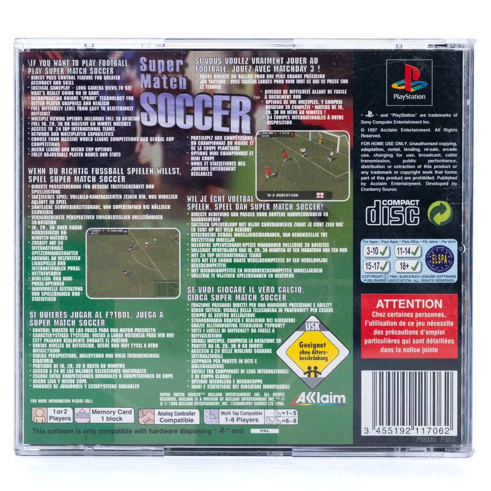Super Match Soccer - PS1 spill - Retrospillkongen