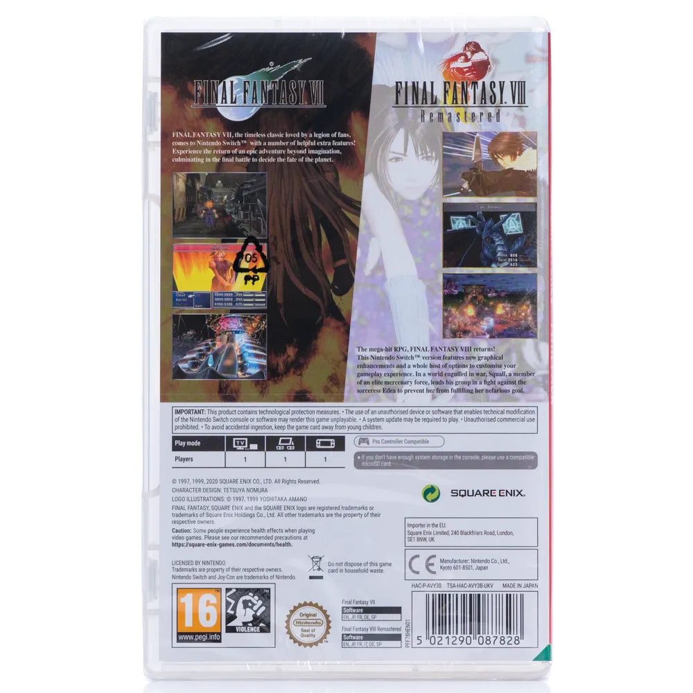 Final Fantasy VII & Final Fantasy VIII Remastered: Twin Pack - Switch spill (Forseglet) - Retrospillkongen