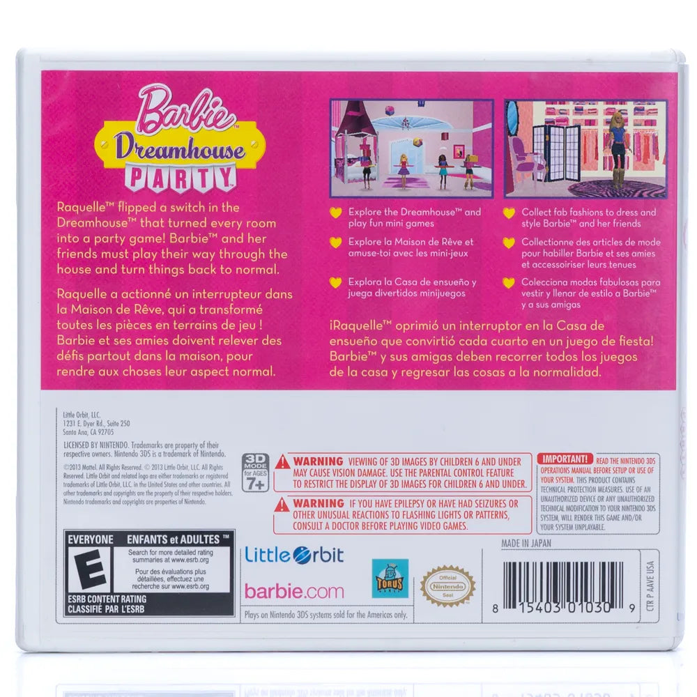 Barbie Dreamhouse Party (NTSCU) - Nintendo 3DS spill - Retrospillkongen