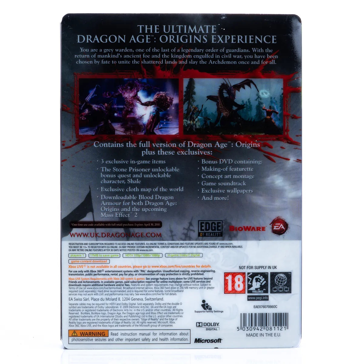 Dragon Age: Origins (Collector's Edition) - Xbox 360 spill (Steelbook) - Retrospillkongen