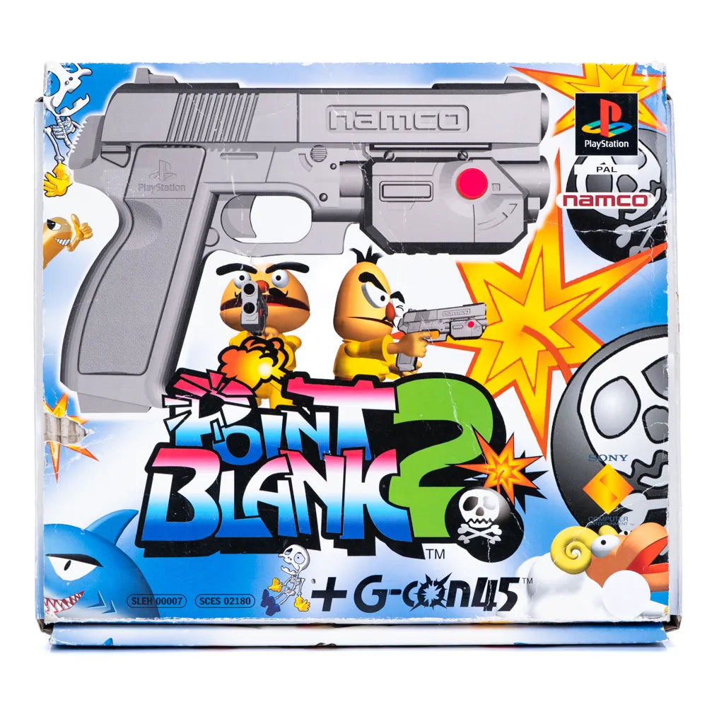 Point Blank 2 med G-Con 45 Light Gun kontroller i eske