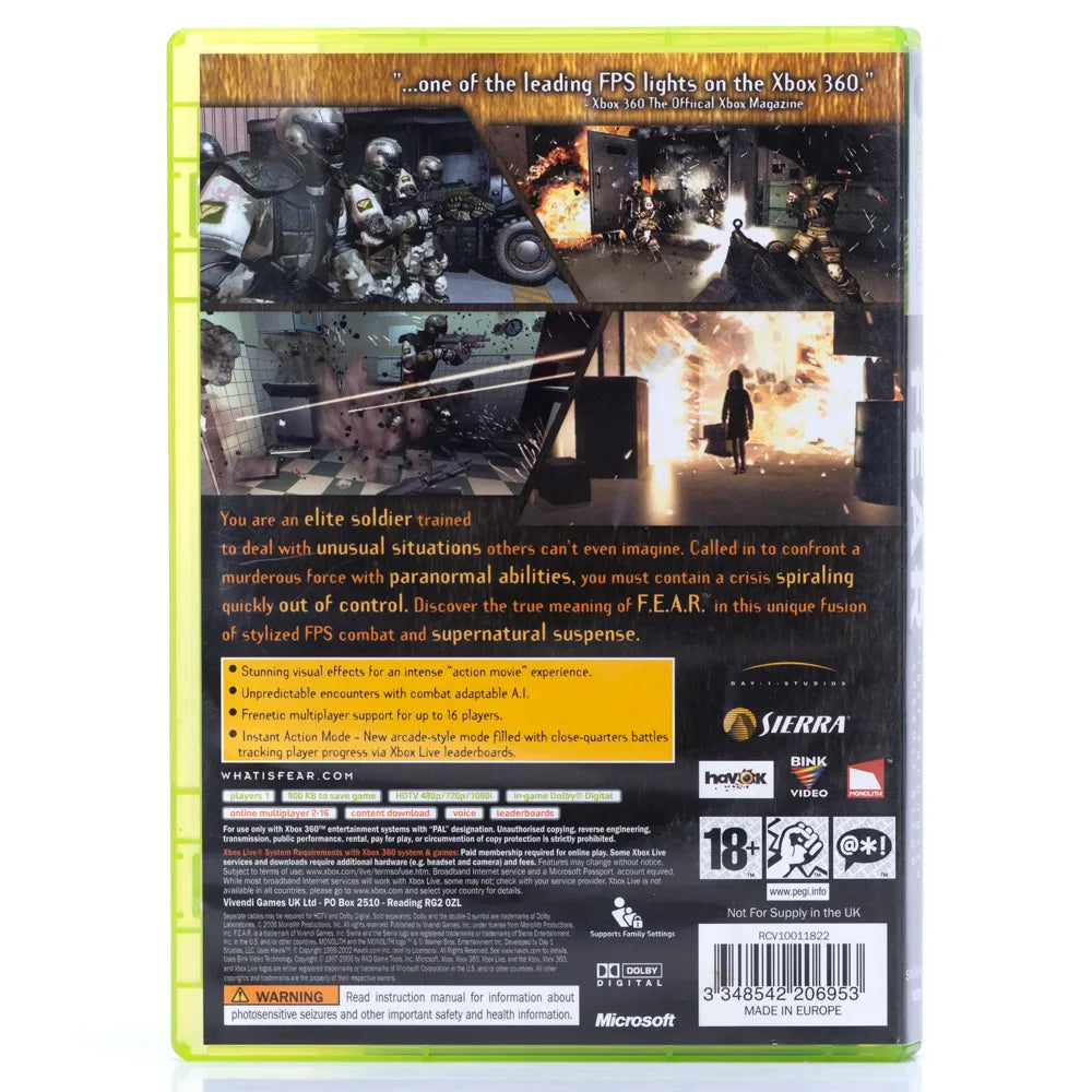 FEAR: First Encounter Assault Recon - Xbox 360 spill - Retrospillkongen