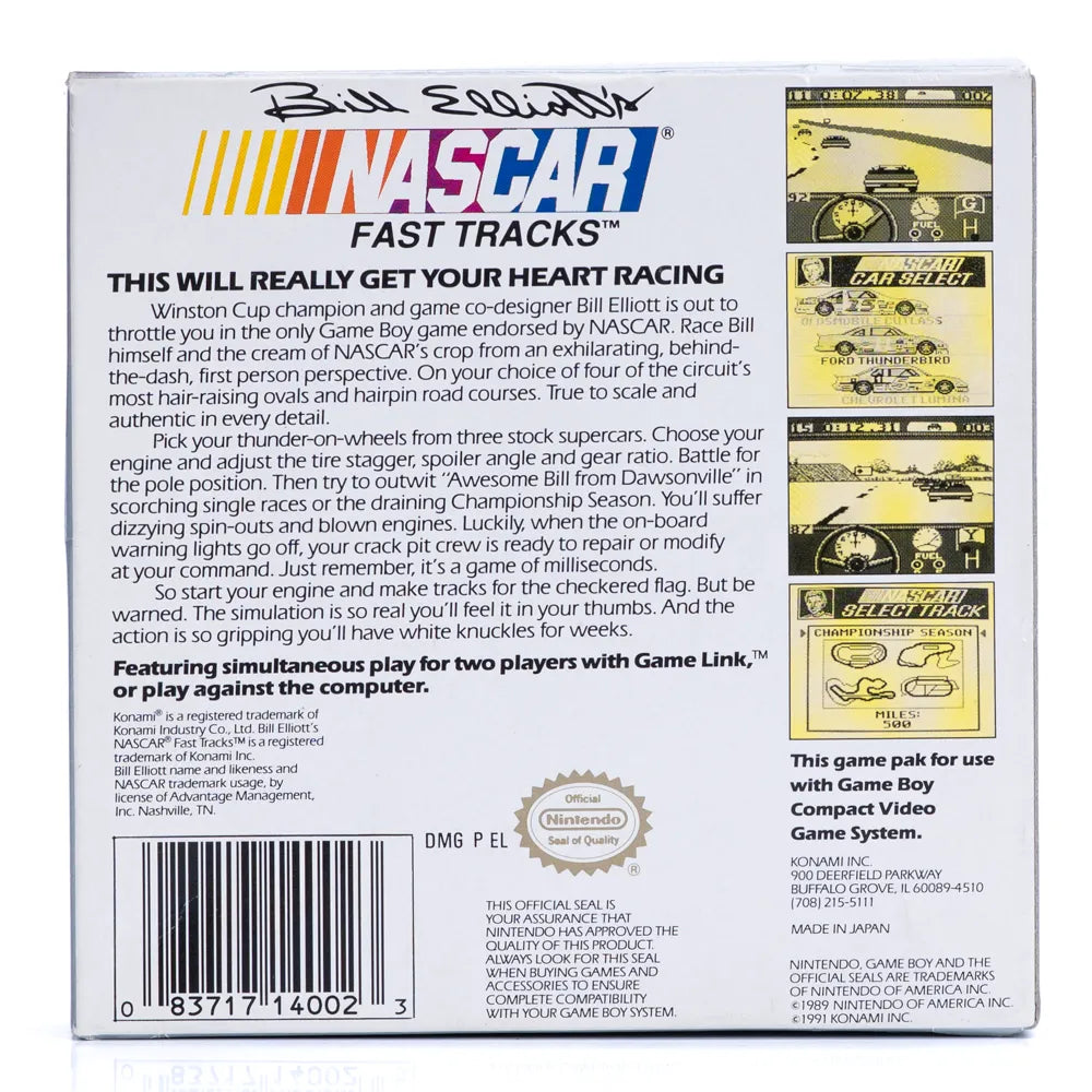 Bill Elliott's NASCAR Fast Tracks (I Eske, NTSC, regionfri) - Game Boy spill - Retrospillkongen