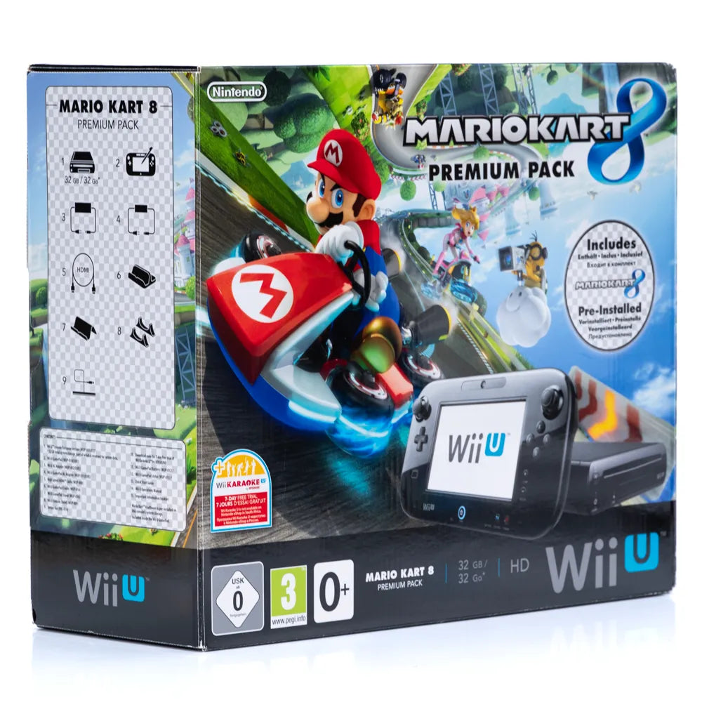 Nintendo Wii U Mario Kart 8 32GB Svart Premium Pack - Wii U komplett konsoll pakke - Retrospillkongen