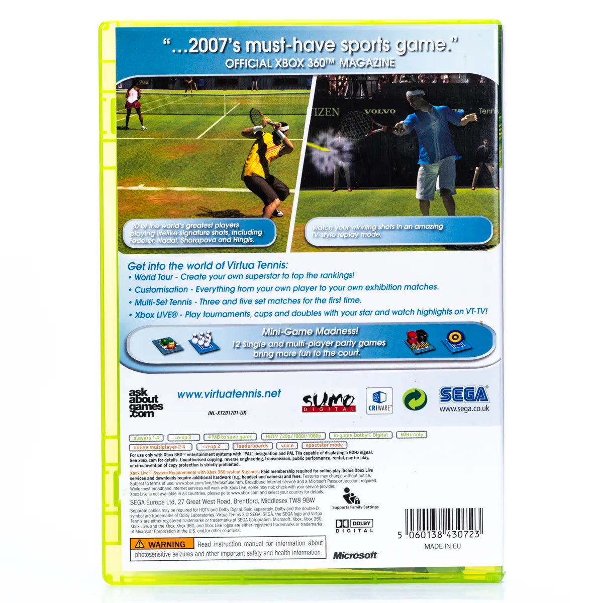 Virtua Tennis 3 - Xbox 360 spill - Retrospillkongen