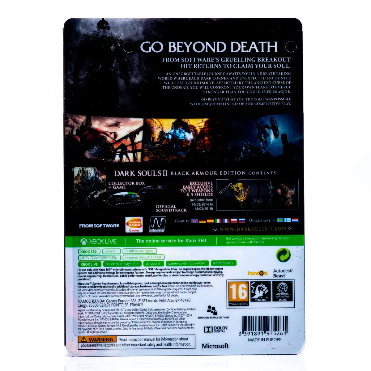 Dark Souls II (Black Armour Edition) - Xbox 360 spill (Steelbook) - Retrospillkongen