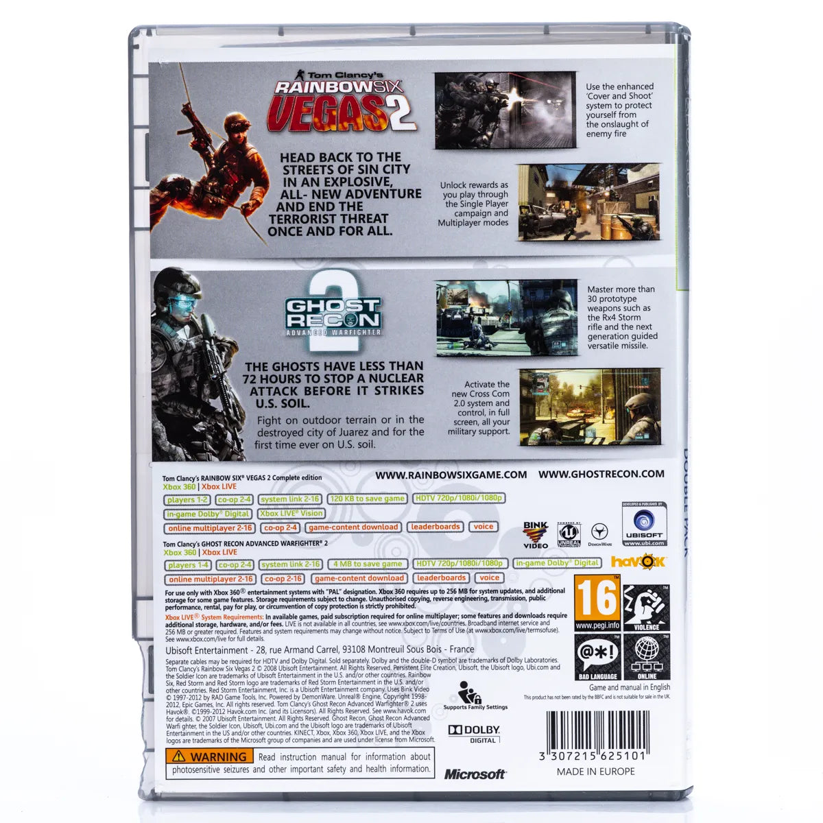 Tom Clancy's Rainbow Six Vegas 2 + Ghost Recon Advanced Warfighter 2 Double Pack - Xbox 360 spill - Retrospillkongen