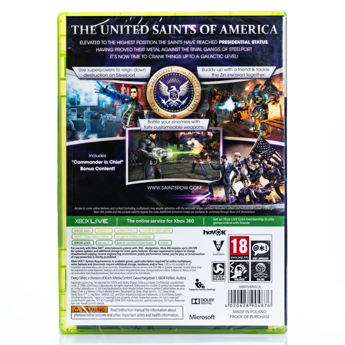 Saints Row IV - Commander In Chief Edition - Xbox 360 spill (Forseglet) - Retrospillkongen