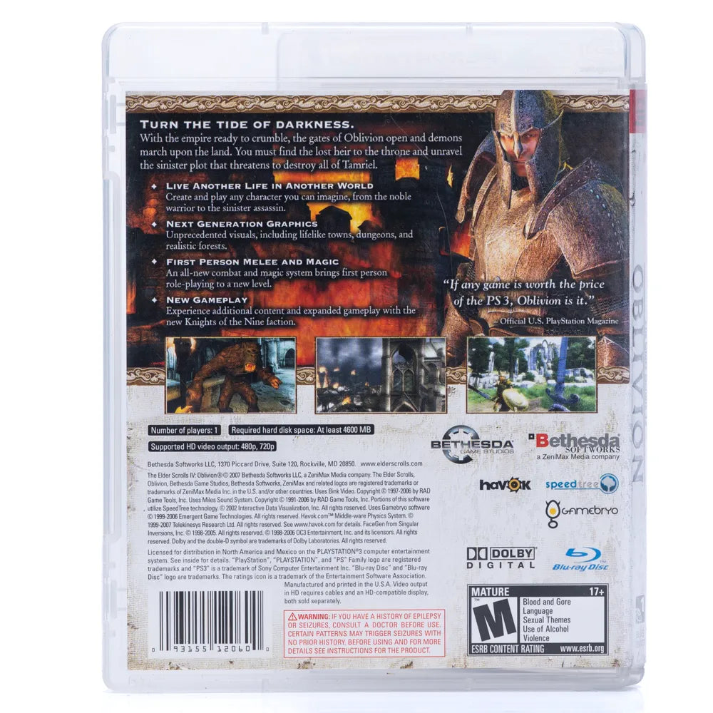 The Elder Scrolls IV: Oblivion (NTSC-U) - PS3 spill - Retrospillkongen