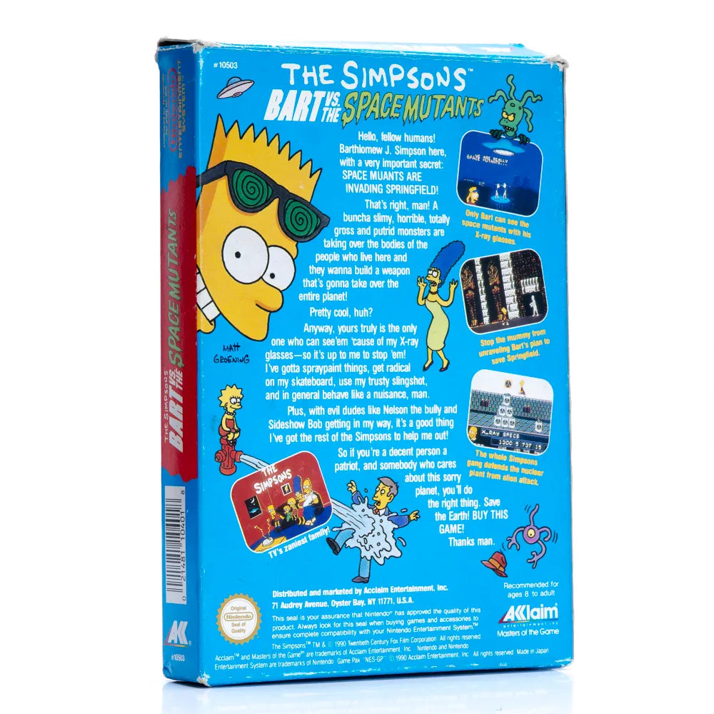 The Simpsons Bart vs The Space Mutants - NES spill (I Eske)