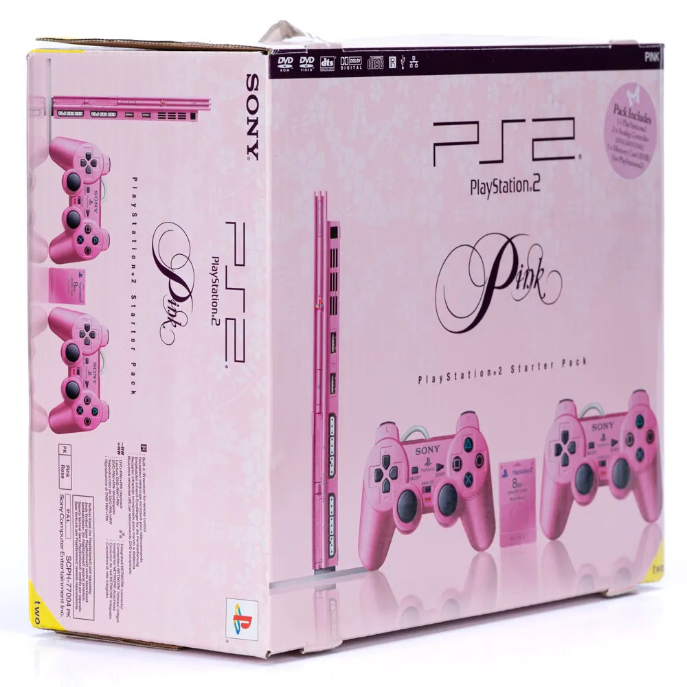 Sony PlayStation 2 Slim Rosa Konsoll Pakke i Eske - Retrospillkongen