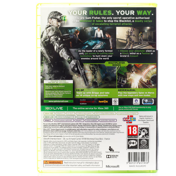 Tom Clancy's Splinter Cell: Blacklist - Xbox 360 spill - Retrospillkongen