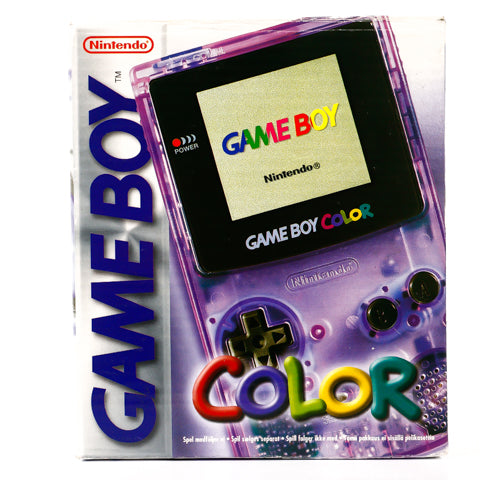 Original Nintendo Gameboy Color Konsoll Clear Atomic Purple i Eske - GBC - Retrospillkongen