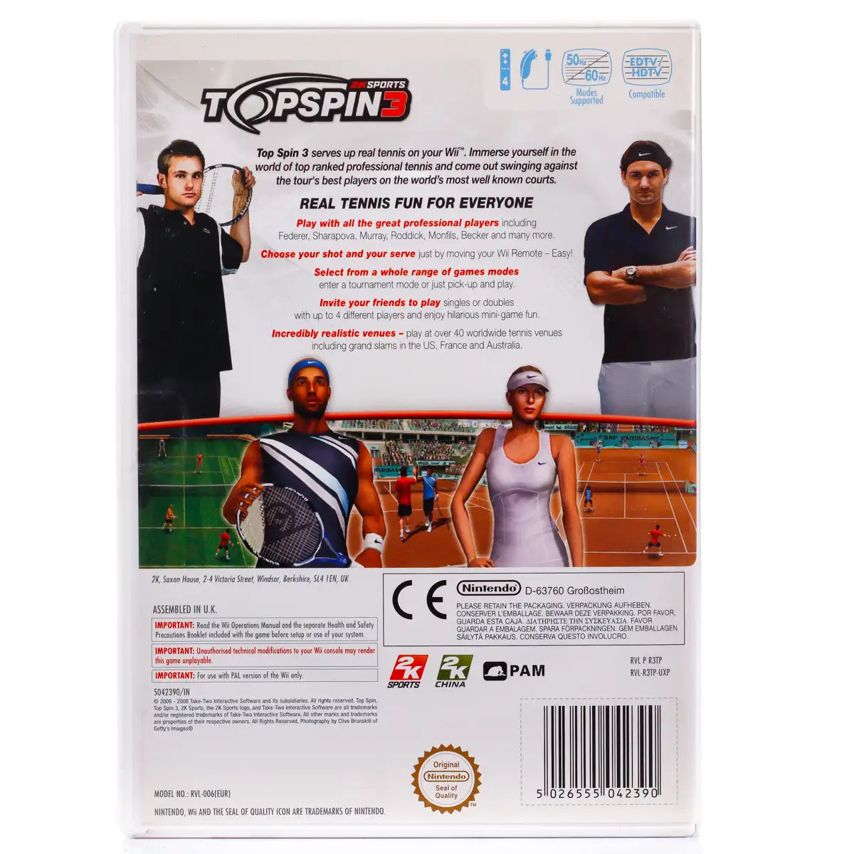 2K Sports: Top spin 3 - Wii spill - Retrospillkongen