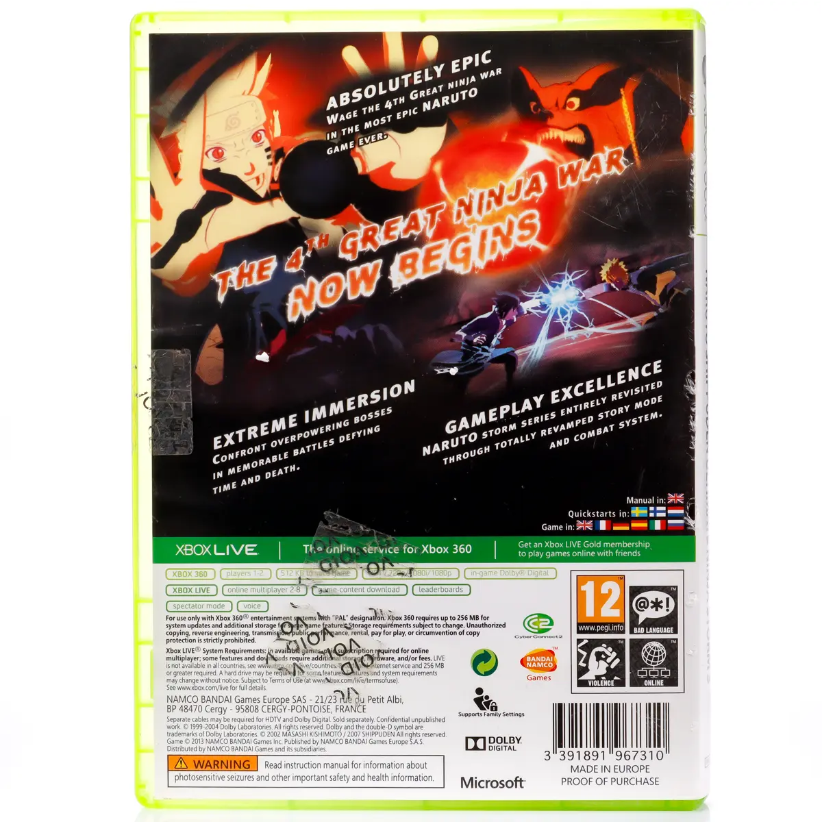 Naruto Shippuden Ultimate Ninja Storm 3 - Xbox 360 spill - Retrospillkongen