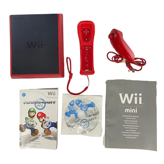 Nintendo Wii Mini 8GB Rød i Eske Mario Kart Konsoll pakke - Wii konsoll - Retrospillkongen