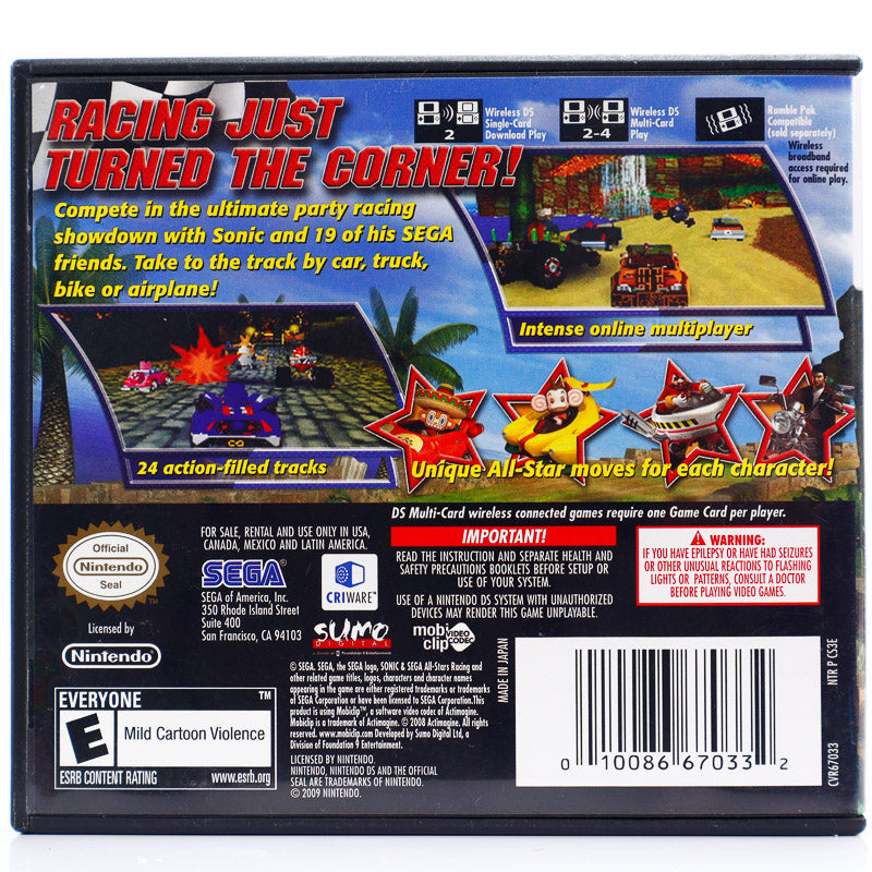 Sonic & Sega All-Stars Racing - Nintendo DS spill - Retrospillkongen