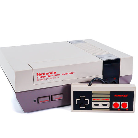 Bilde av en Original NES konsoll med en Original NES kontroller. 