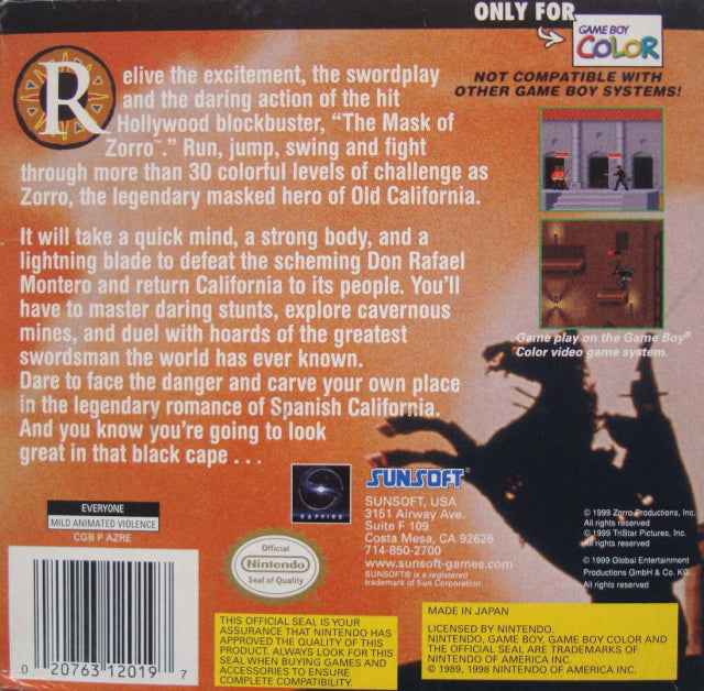 The Mask of Zorro - GBC spill - Retrospillkongen