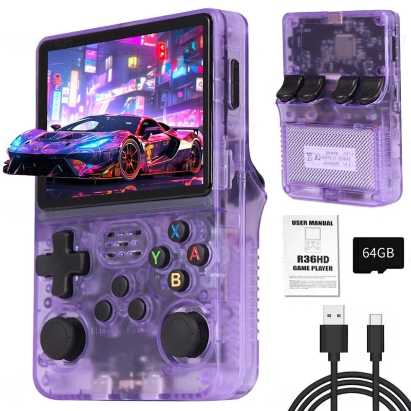 R36HD Retrokonsoll, Open Source, 64GB, med 20.000+ spill - Retrospillkongen