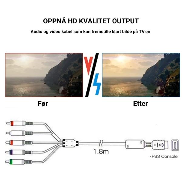 Komponent kabel for Sony PS2 og PS3 - Retrospillkongen