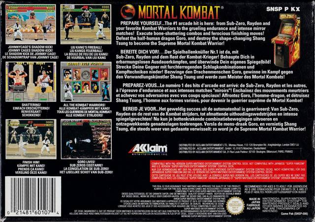 Mortal Kombat - SNES spill - Retrospillkongen