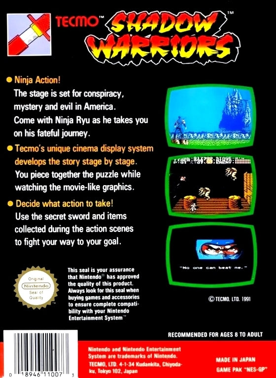 Shadow Warriors - NES spill - Retrospillkongen