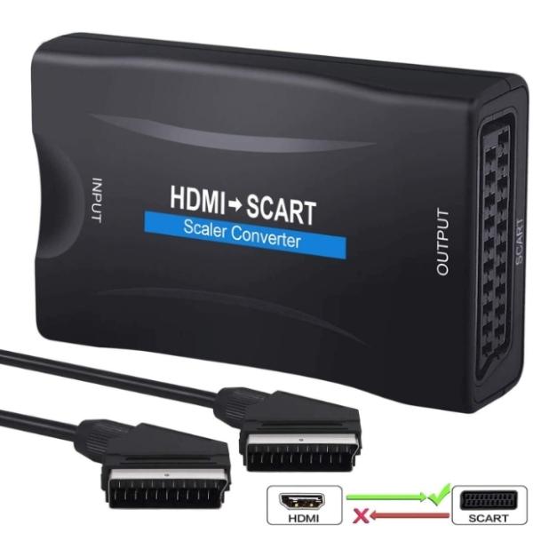 Scart til HDMI adapter inklusiv strømforsyning