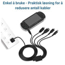 5 in 1 USB Lade Kabel for Nintendo DS Lite/Wii U/New 3DS XL,3DS XL,2DS,Dsi XL,NDS/GBA SP(Gameboy Advance sp),PSP 1000 2000 3000 - Retrospillkongen