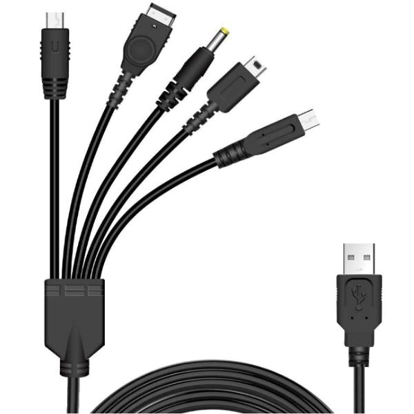 5 in 1 USB Lade Kabel for Nintendo DS Lite/Wii U/New 3DS XL,3DS XL,2DS,Dsi XL,NDS/GBA SP(Gameboy Advance sp),PSP 1000 2000 3000 - Retrospillkongen