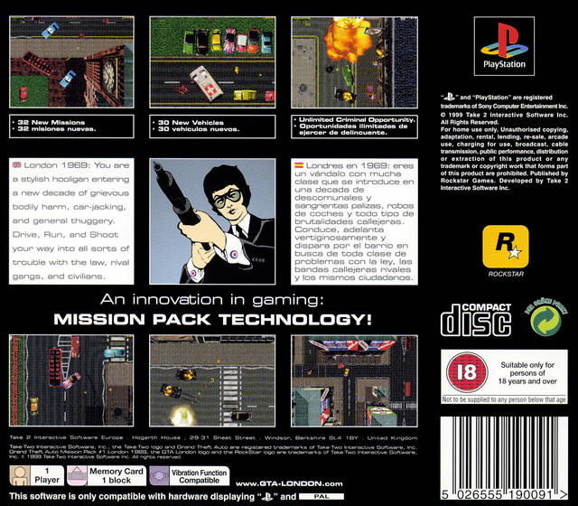 Grand Theft Auto Mission Pack #1: London 1969 - PS1 spill - Retrospillkongen