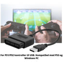 PS1/PS2 kontroller til USB adapter for PS3 og PC - Retrospillkongen